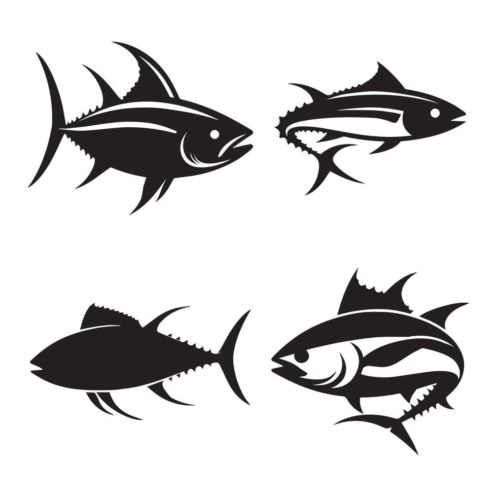 bluefin tuna silhouettes set vector