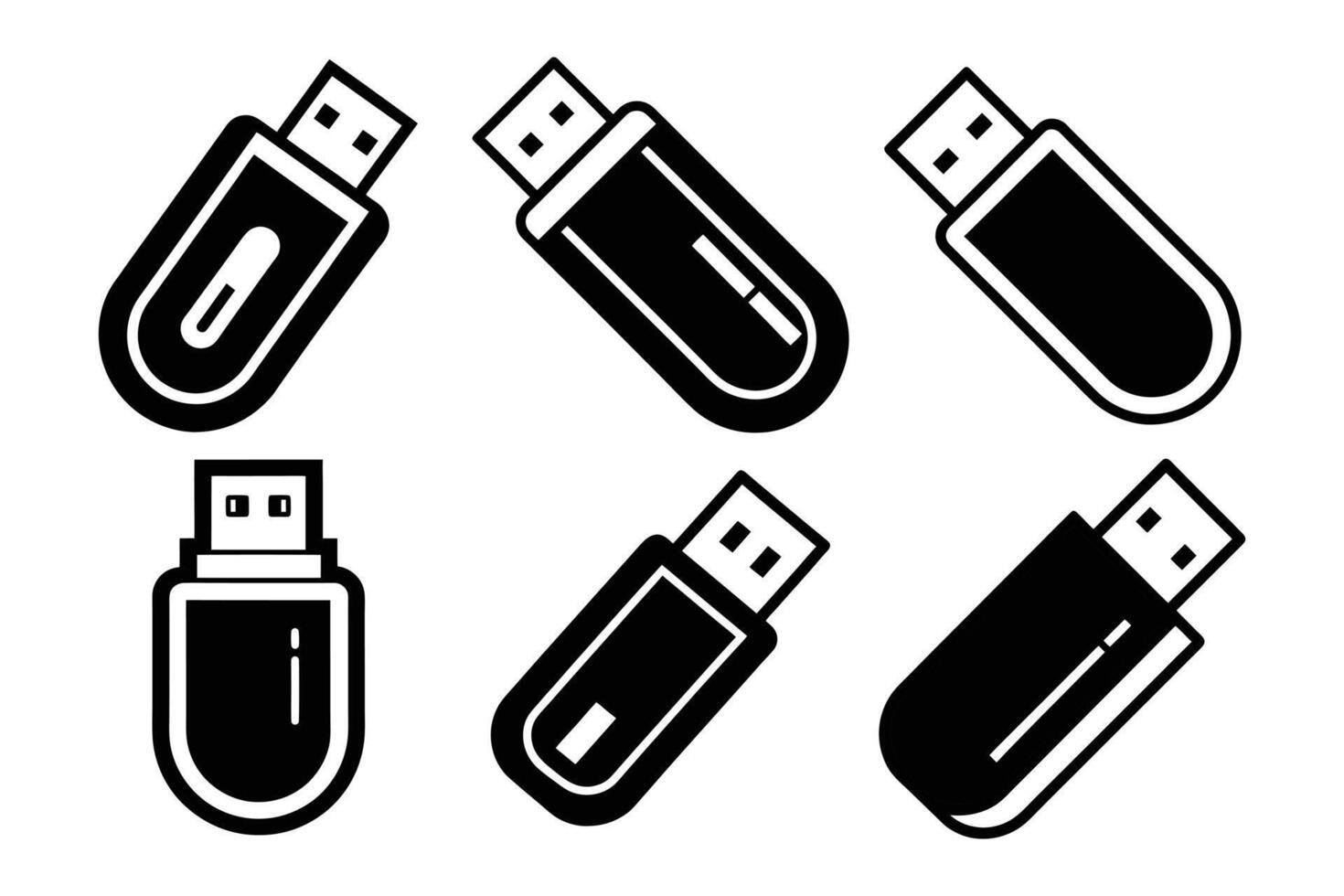 usb driver icons set vector