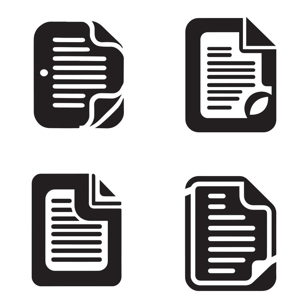 Document icons set in black color simple vector