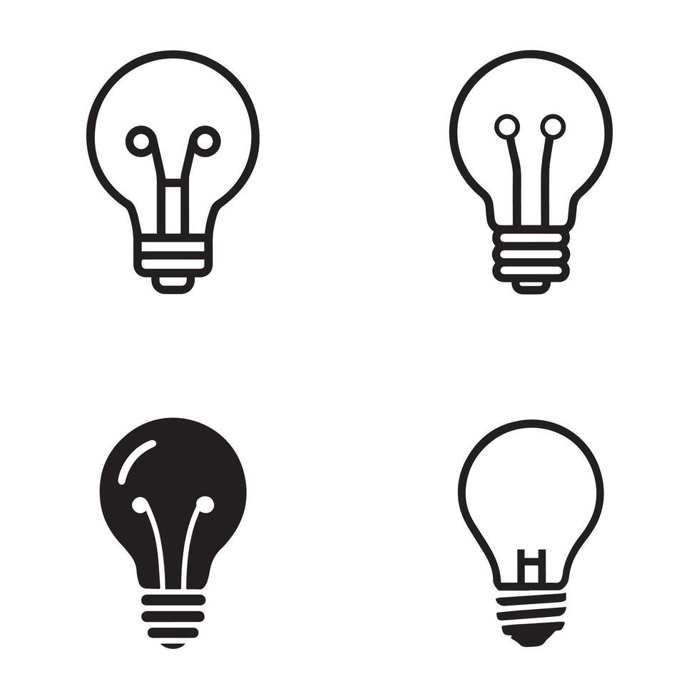 light bulb icons set in black vector
