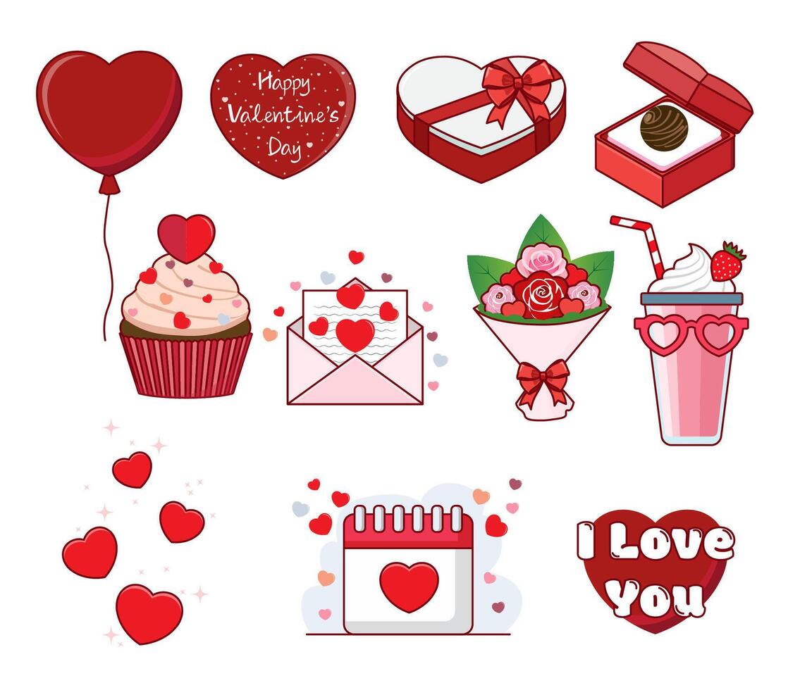 Valentines day Elements. Cute Valentine Elements. vector