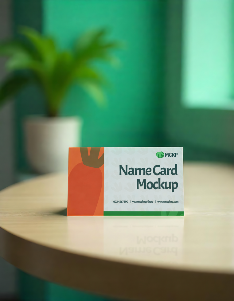 Name card Mockup with green background psd