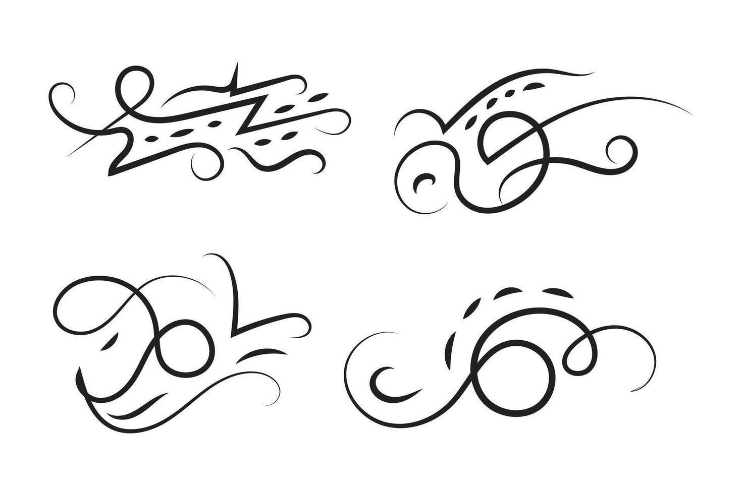 flourishes swirls ornament stroke curly line vector