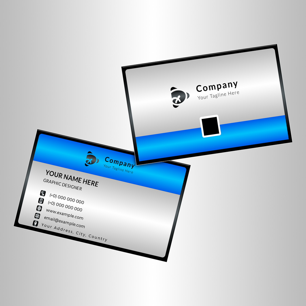 Blue and black business card design template psd