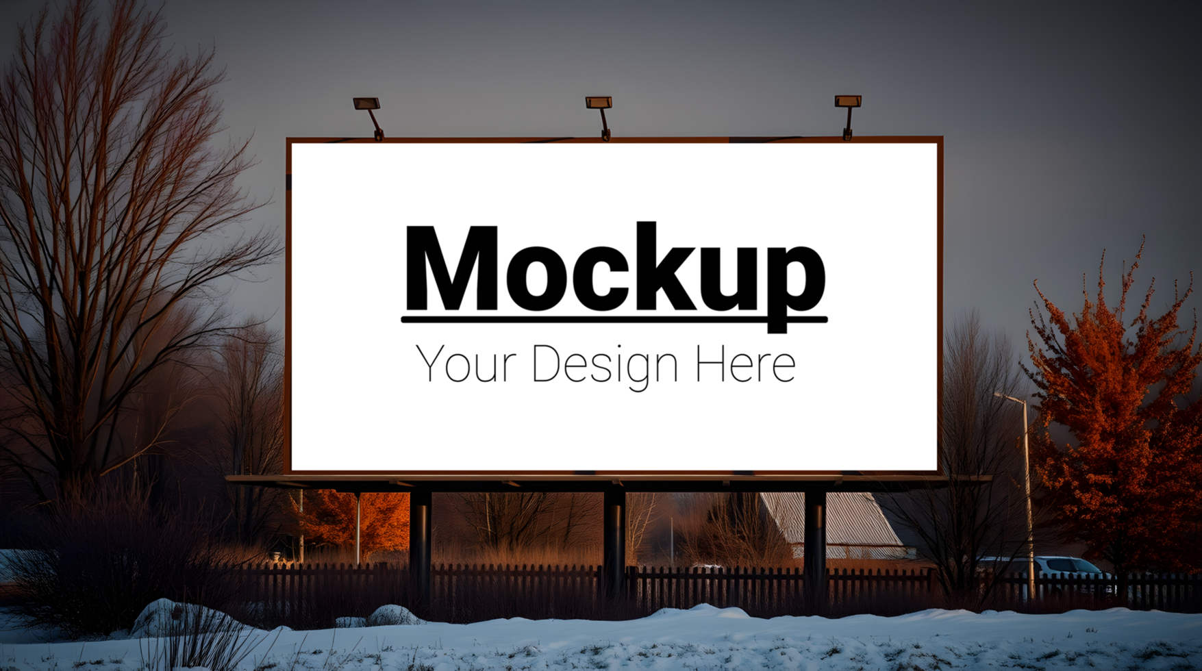Layout of outdoor billboard on winter background psd