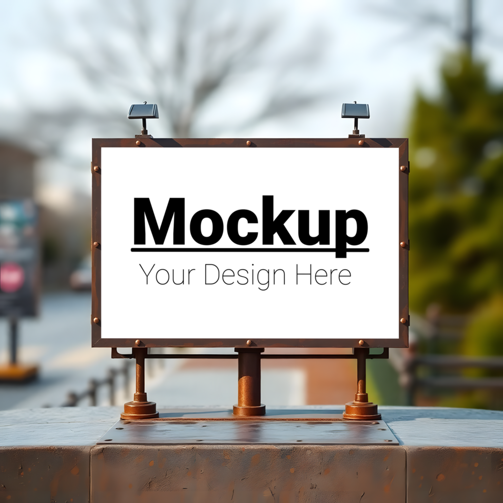 Layout of an outdoor billboard on a blurred urban background psd