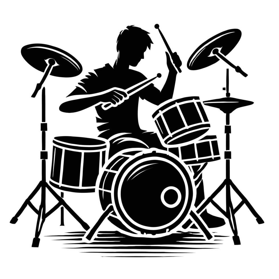 Drummer playing drums on stage price 1, 000, 000 vector