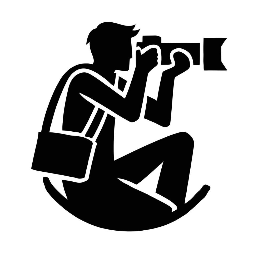 A silhouette of a man holding a camera vector