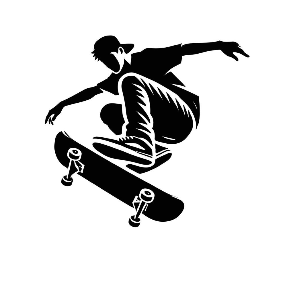 A silhouette of a man on a skateboard vector