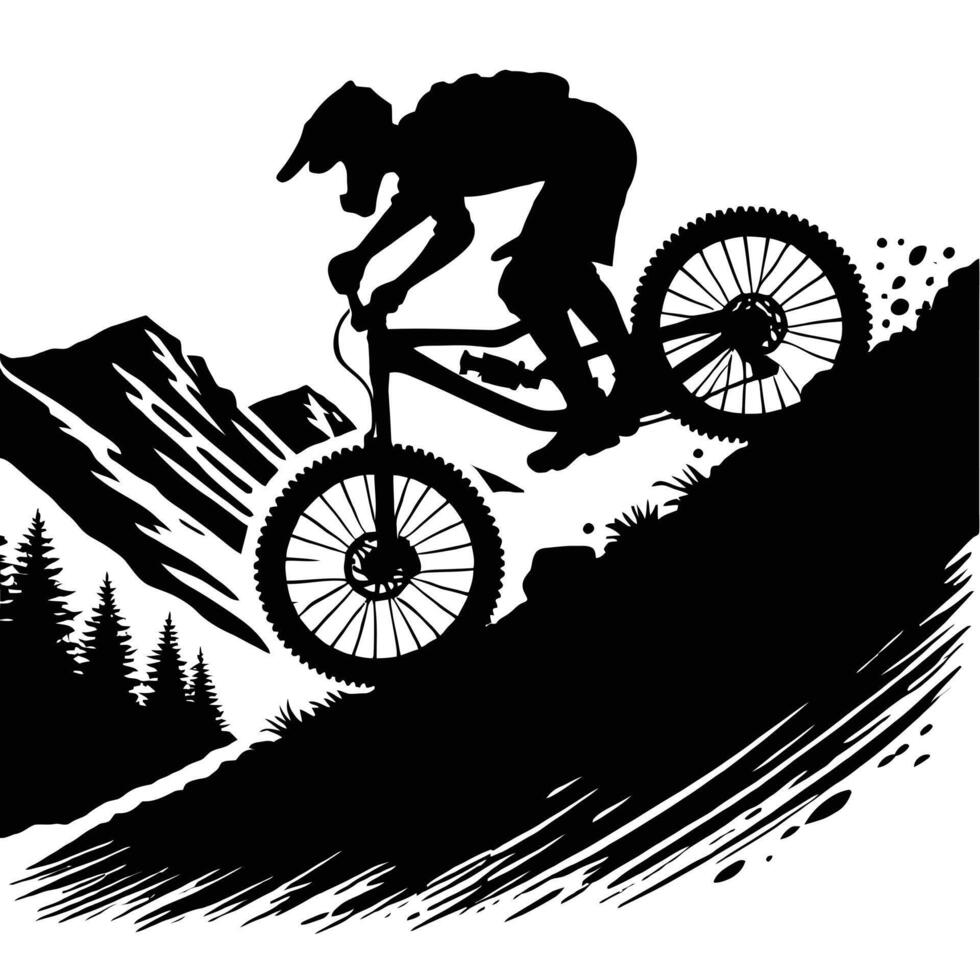 Mountain biker silhouette vector