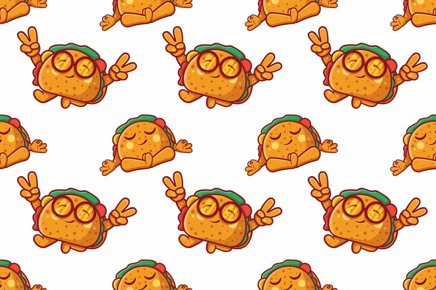 cute tacos food character seamless pattern illustration background vector