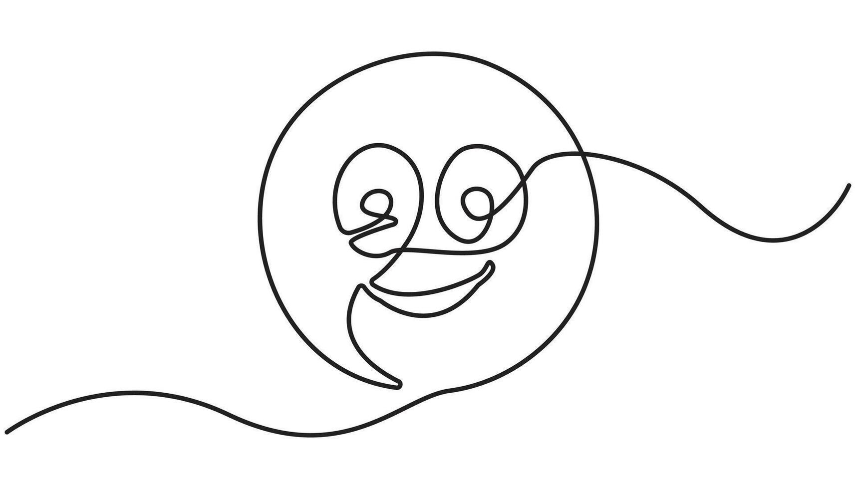 One continuous line art smiling face isolated illustration vector