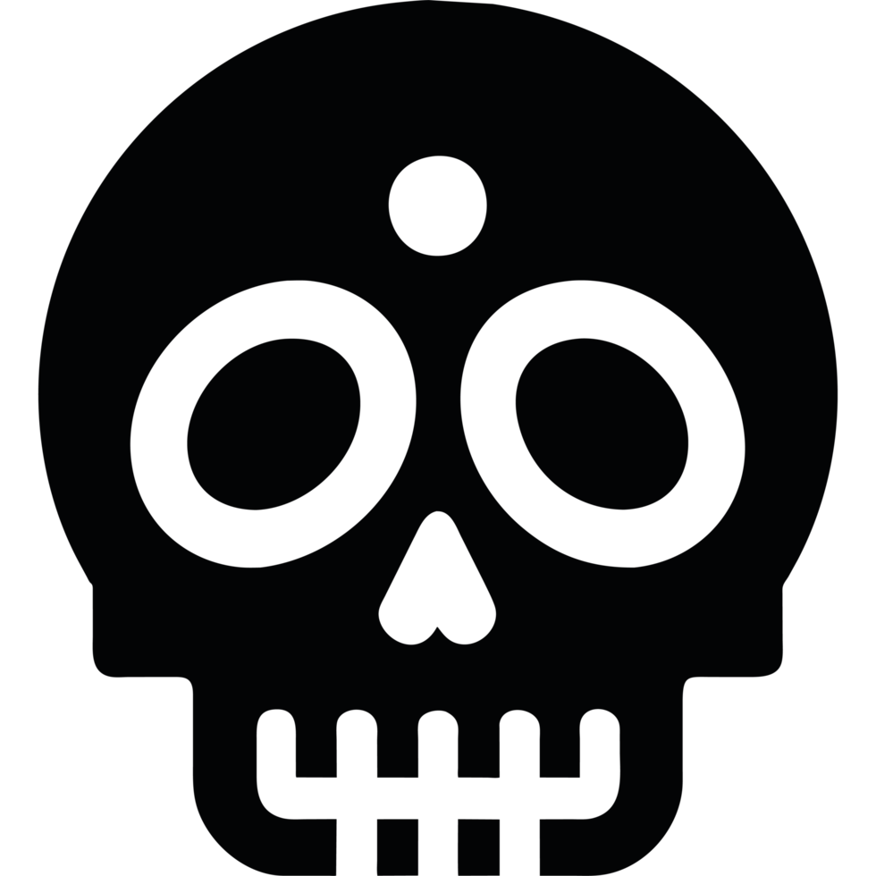 Black and white skull icon isolated png