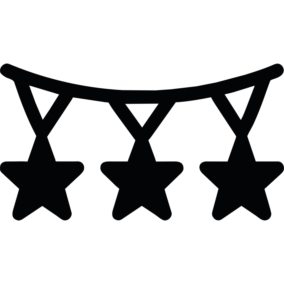 Three stars hanging from a string icon illustration png