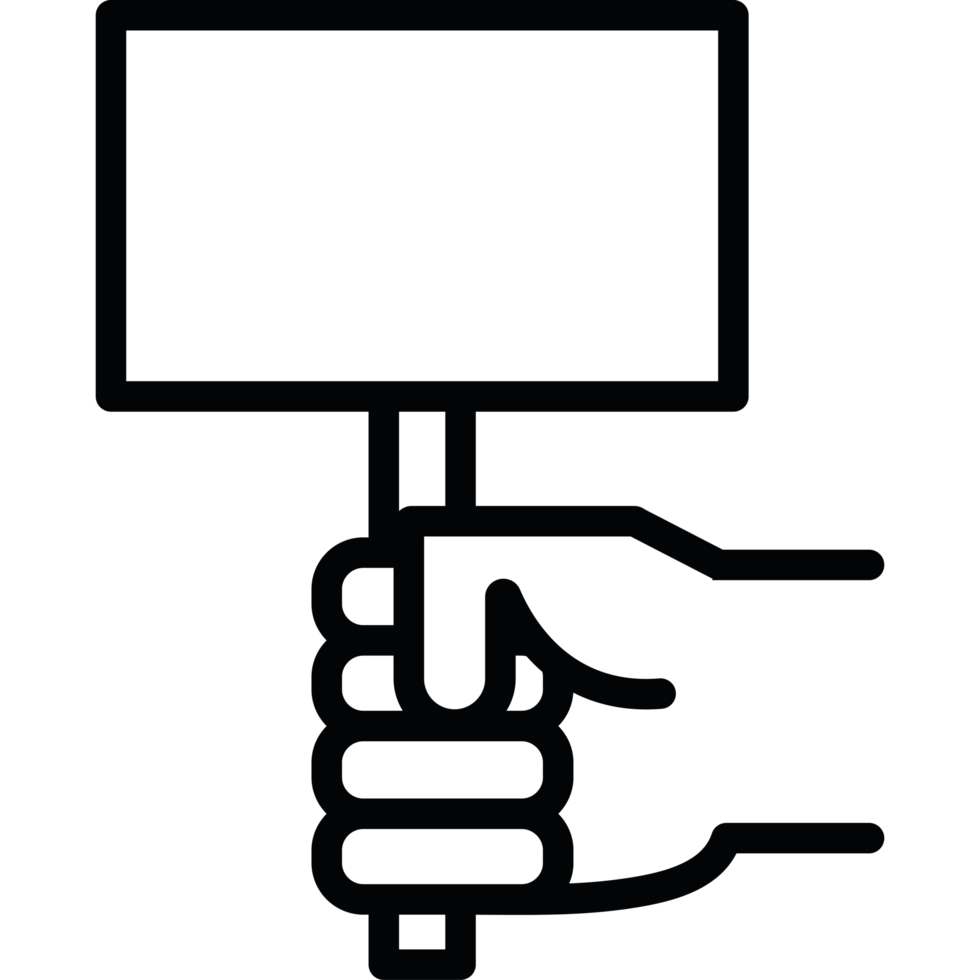 A hand holding a sign icon isolated png