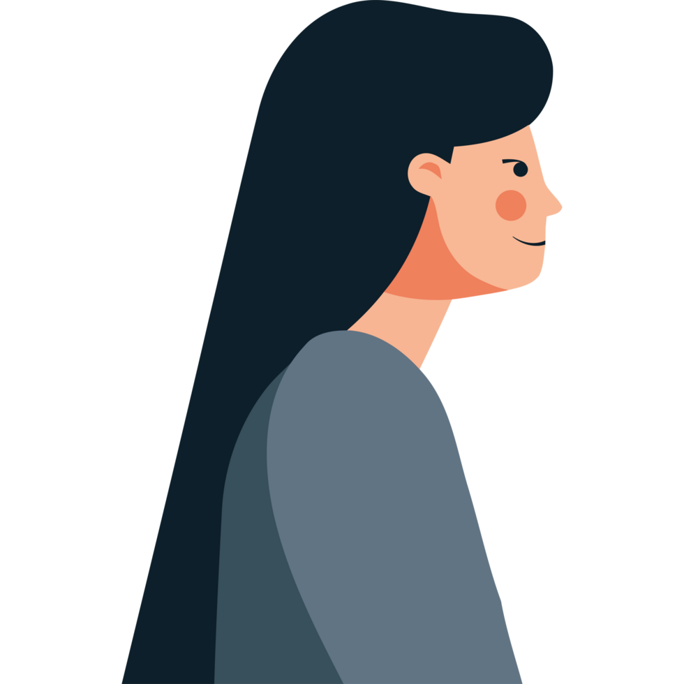 A woman with long hair icon isolated png