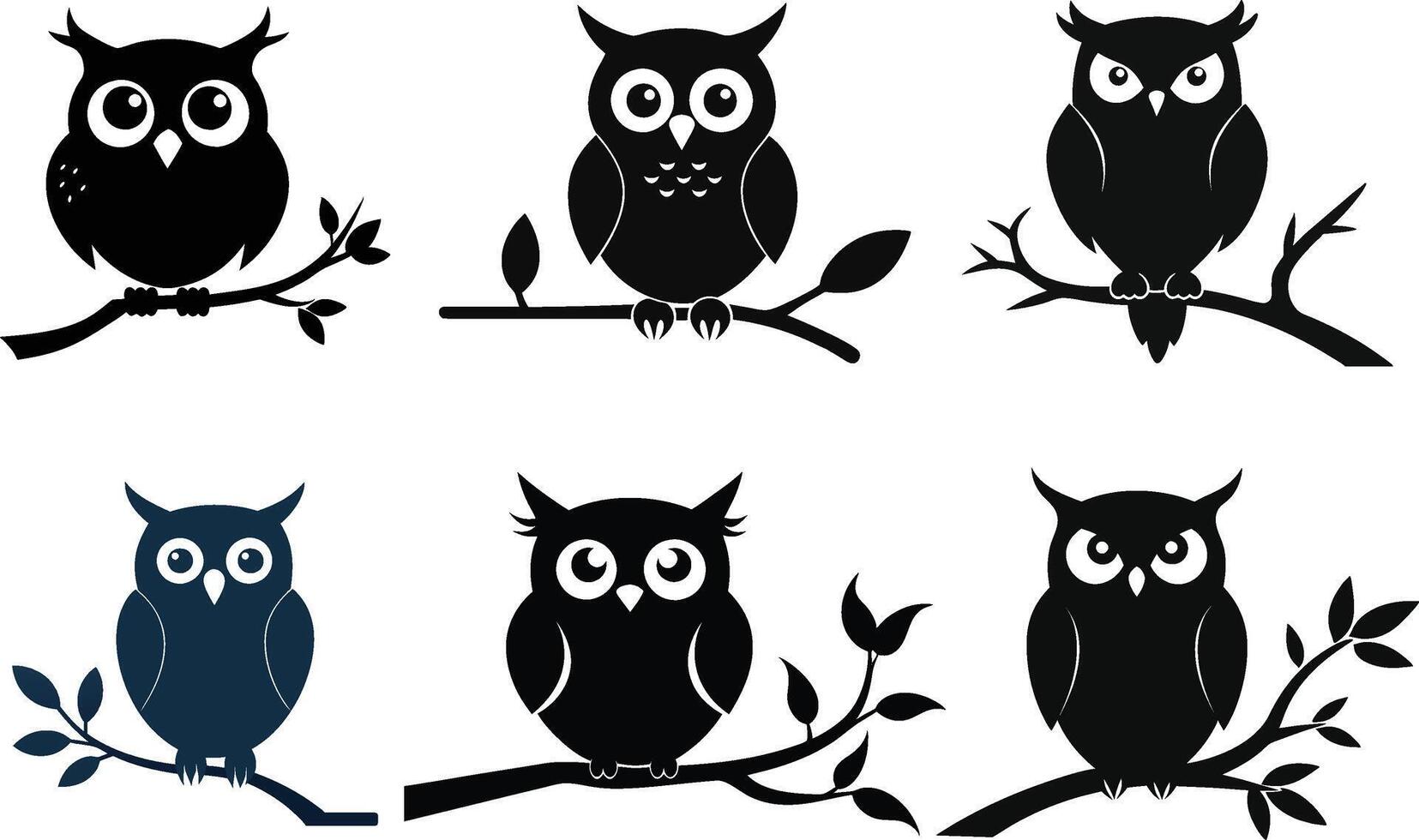 Owl black silhouette illustration design vector