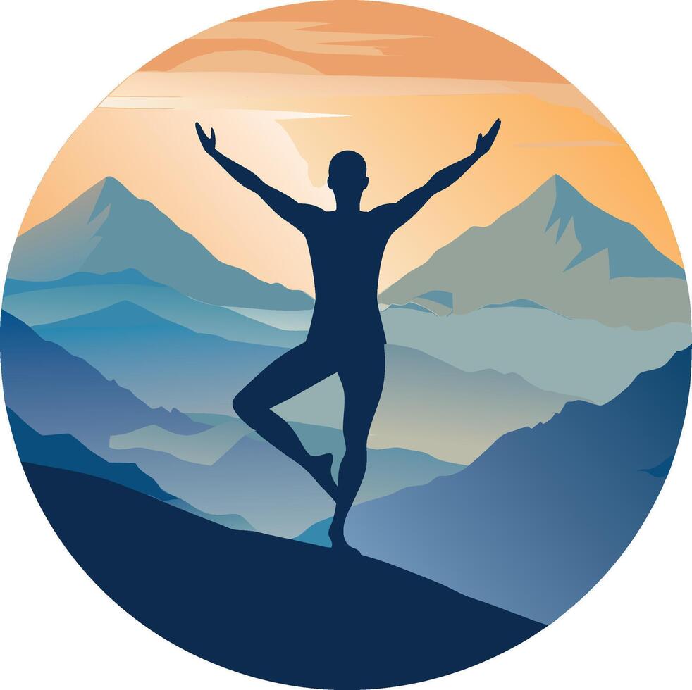 Harmonious Yoga Stance Silhouette vector
