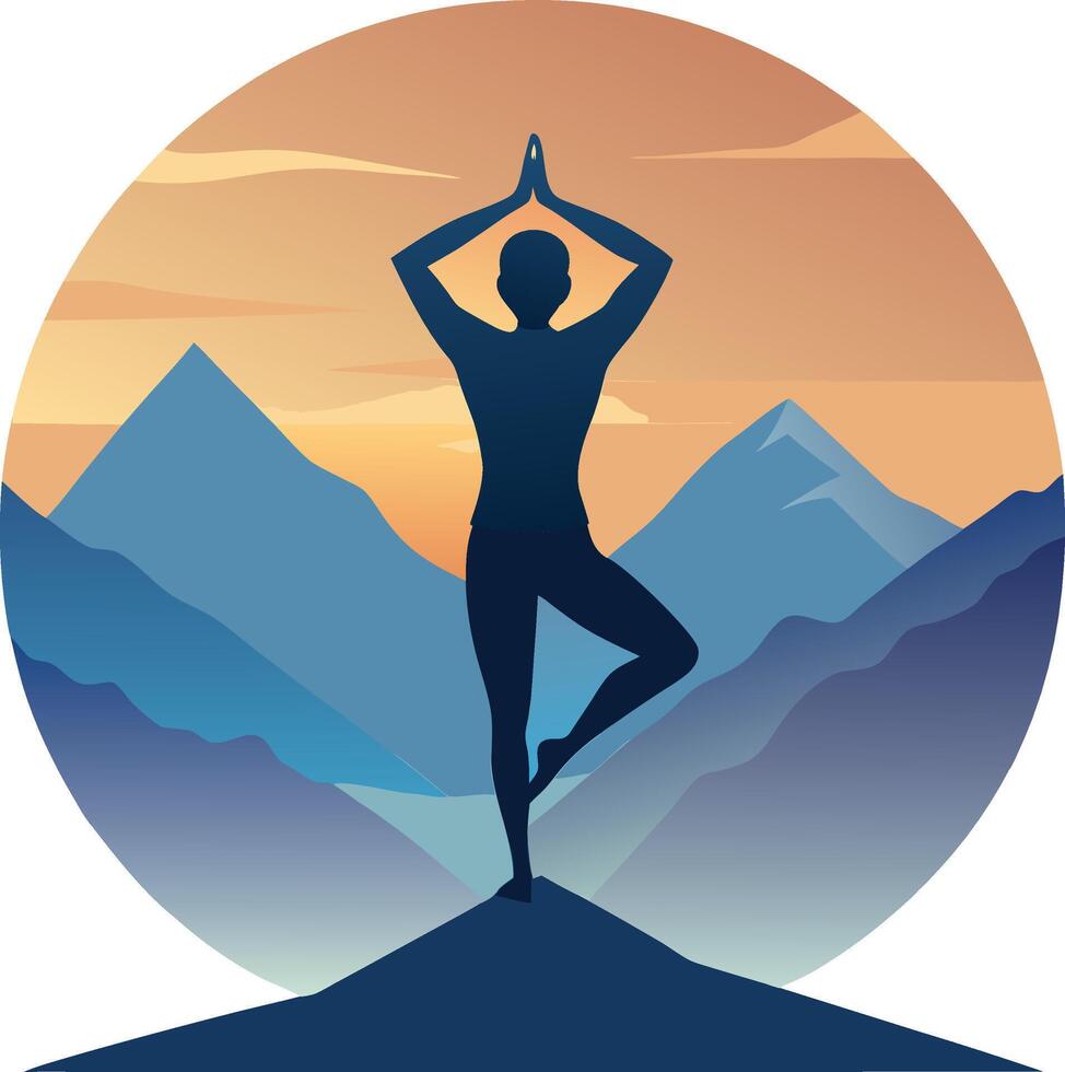 Mindful Yoga Practice Silhouette vector