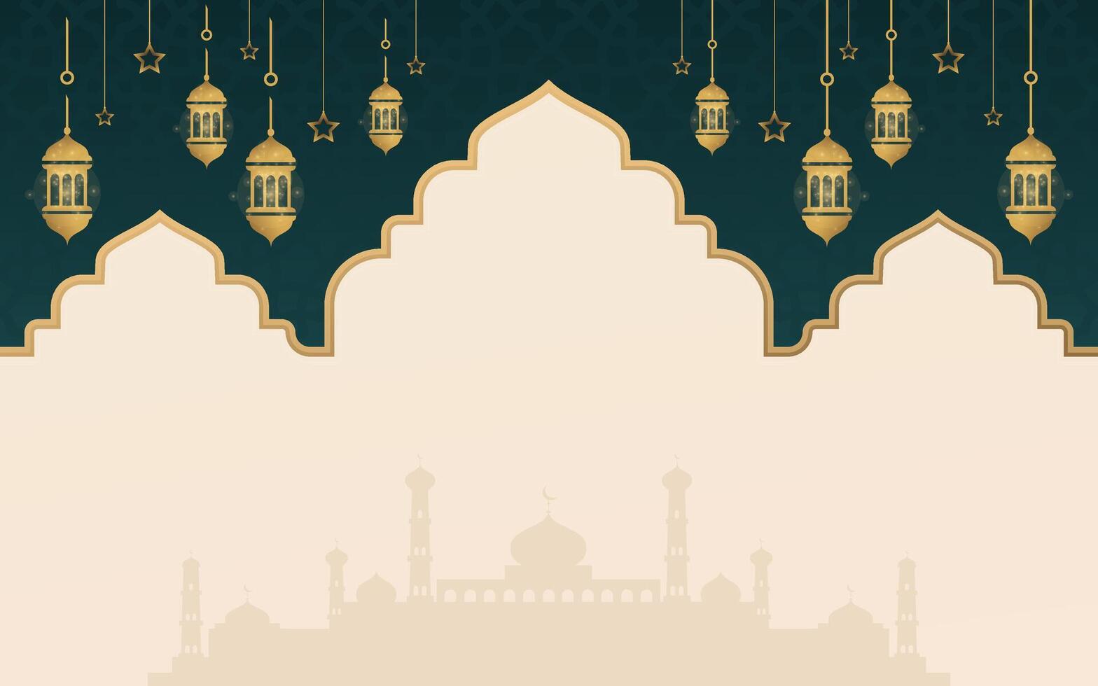 Ramadan Kareem Design. Beautiful Islamic Background with Lanterns and Stars vector