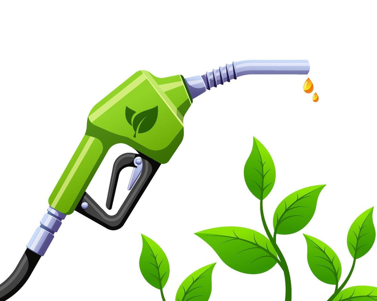 Eco friendly petrol pump nozzle isolated on white background. vector