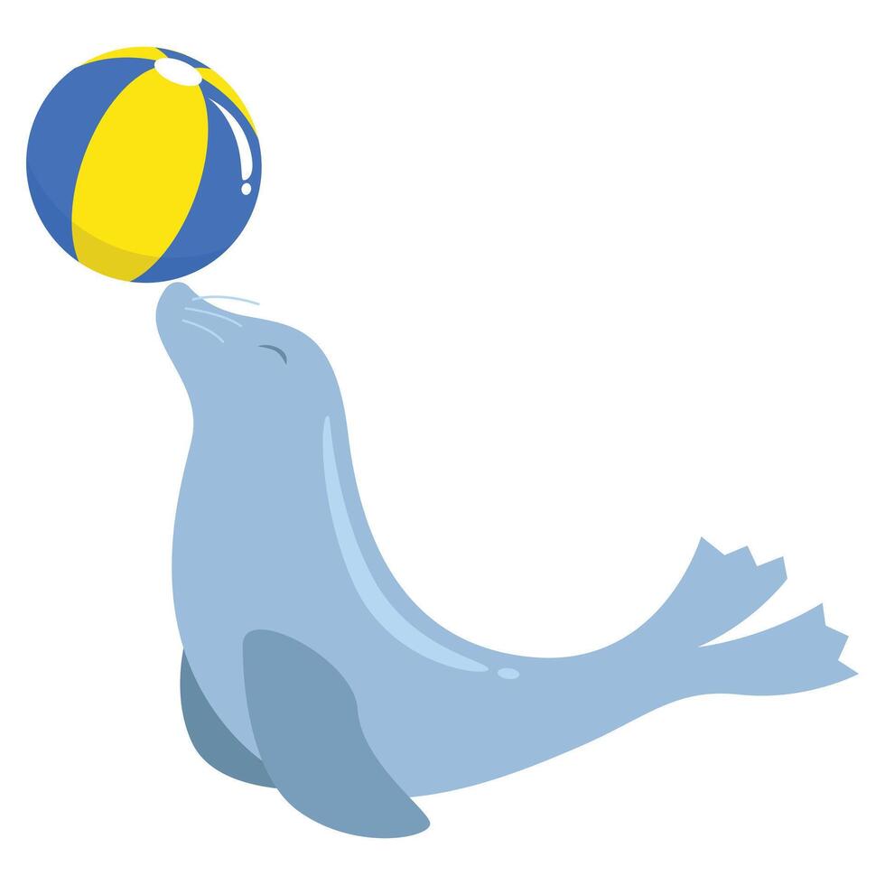 Illustration of Circus seal playing a ball vector