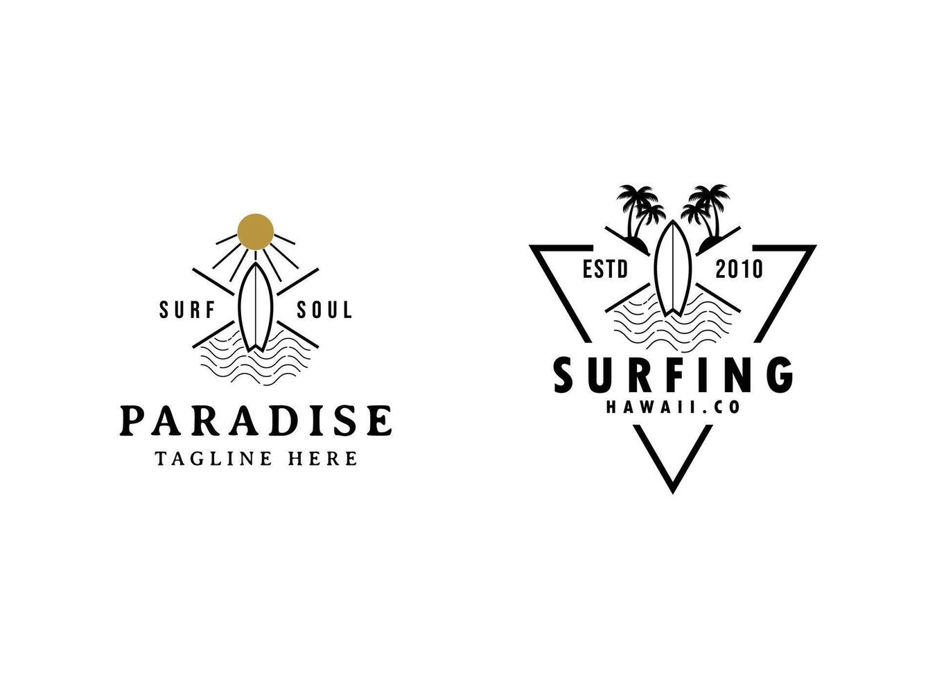Surfing logo template. Vintage surf badge emblem vector