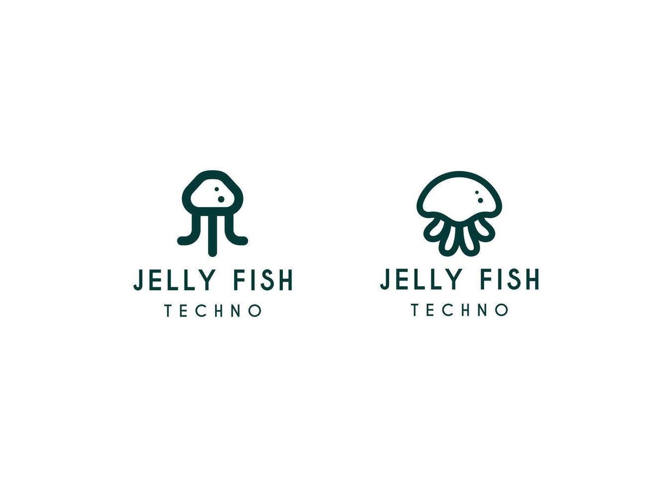 Simple and Minimalist line art jelly fish logo design vector