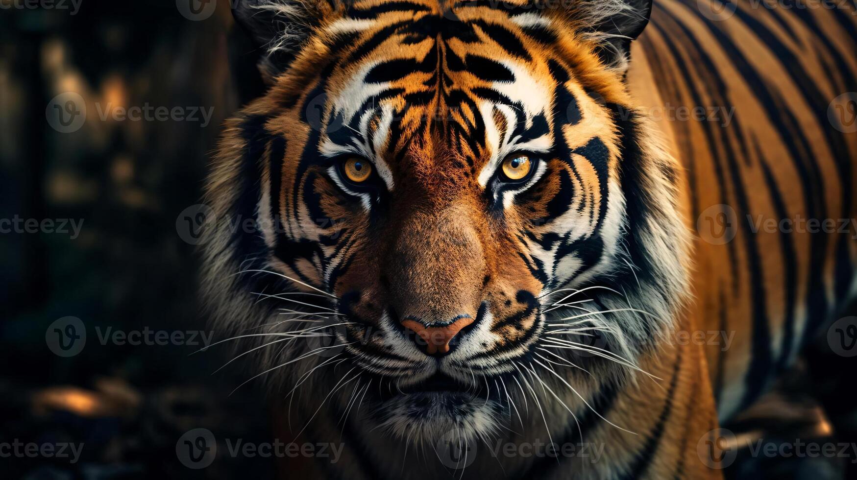 a tiger looking at the camera AI Generated photo