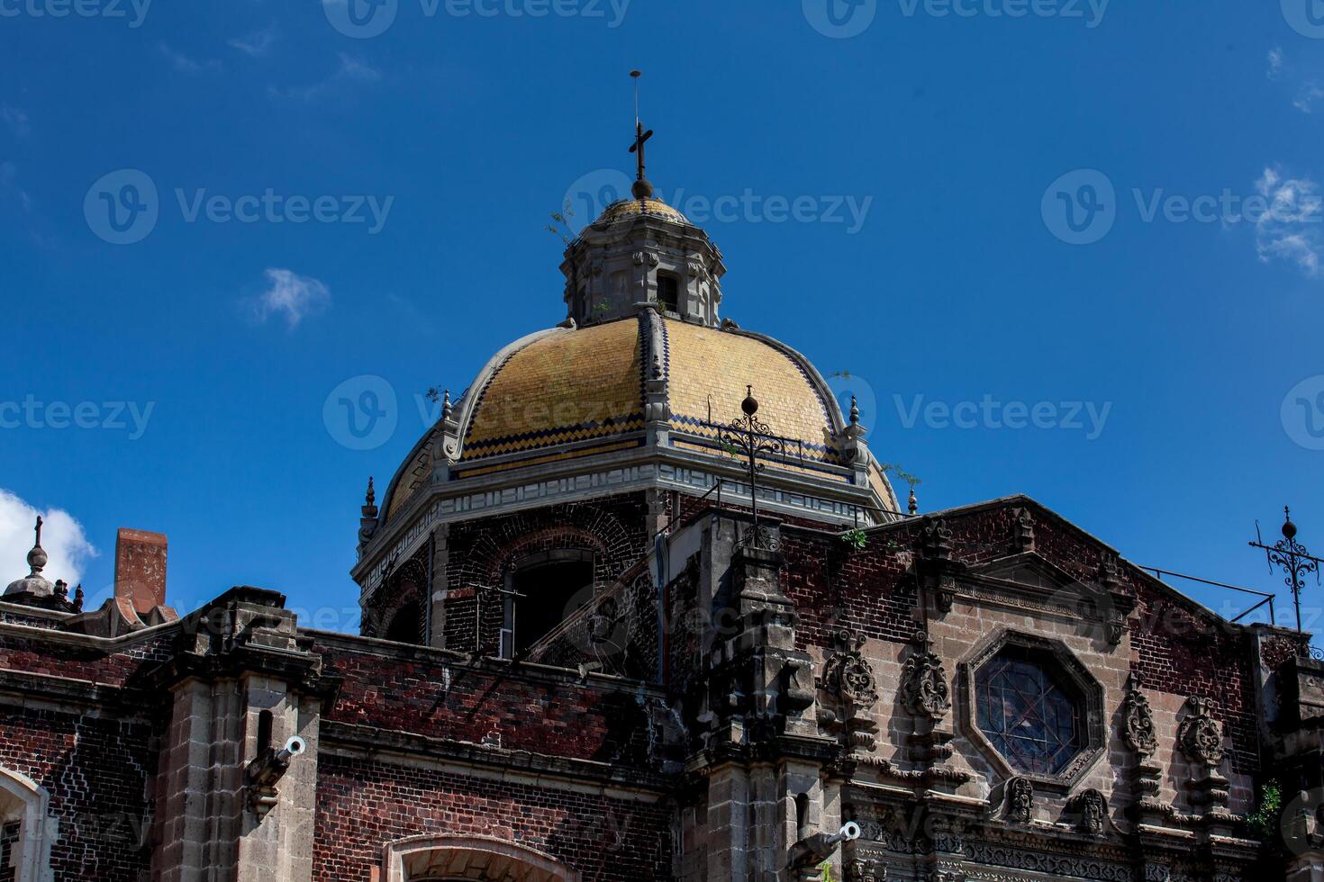 Detail of the facade of the old Basilica of Guadalupe known as Expiatory Temple of Christ the King built in 1709 in Mexico City. photo