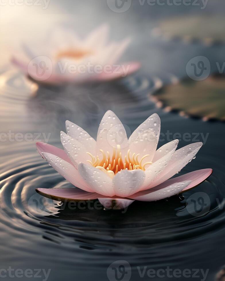 Floating Lotus Gorgeous Garden in Thermal Spring Mist photo