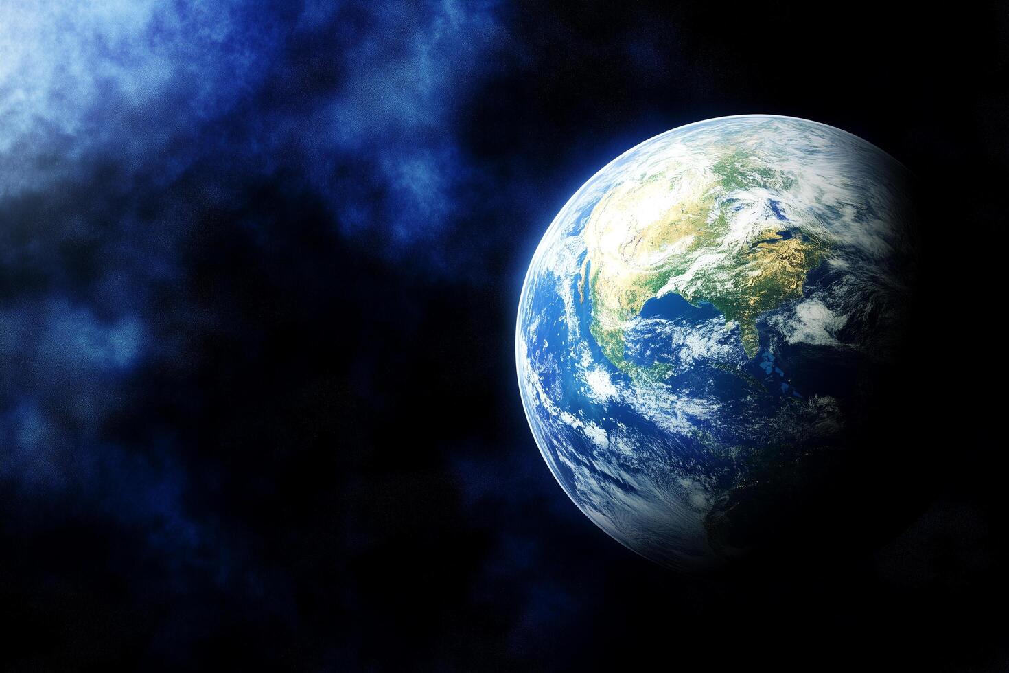Breathtaking View of Earth at Night from Space with Dark Surroundings and Twinkling Stars photo