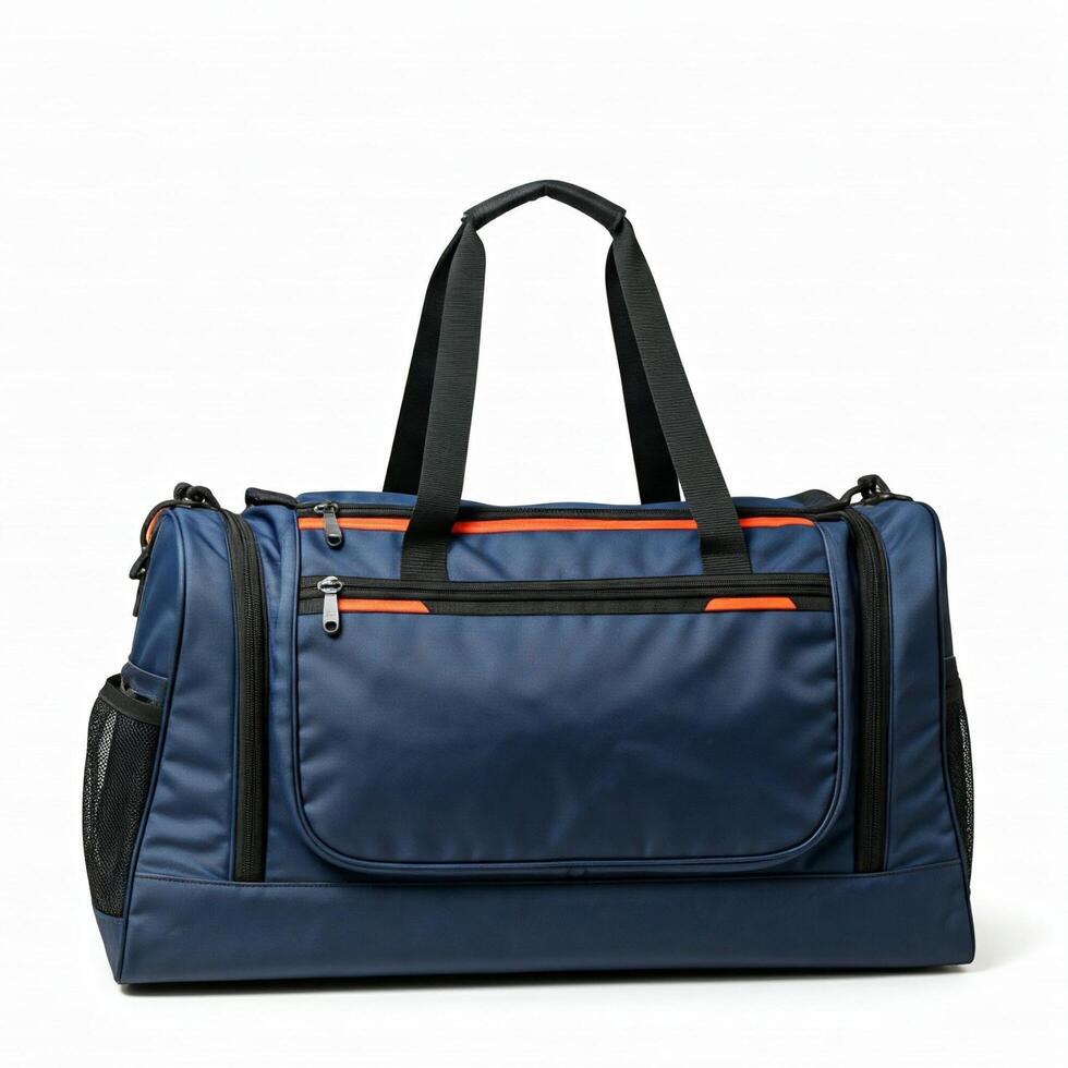 Blue Sports Bag on White Background photo