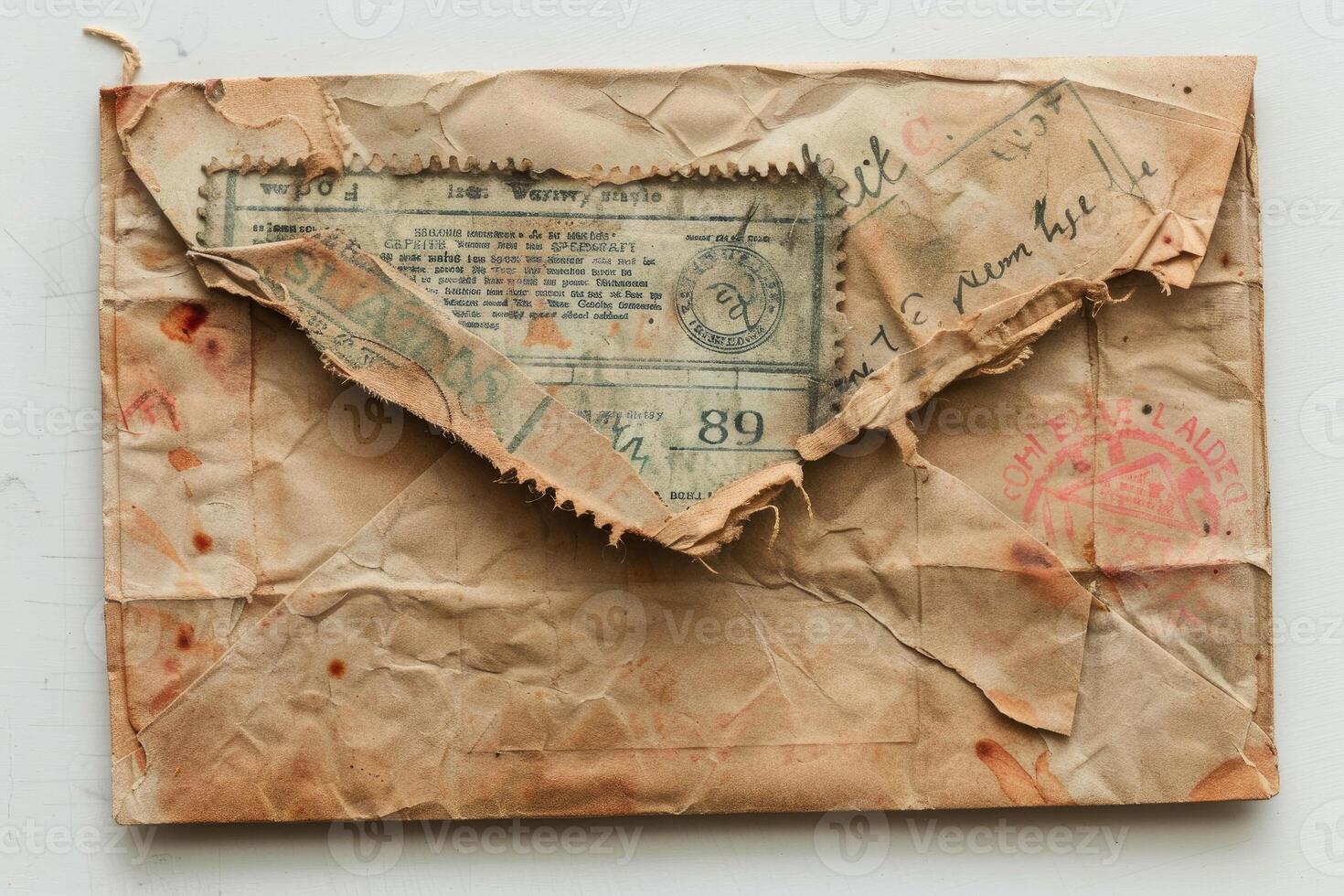 Old world war one military mail envelope showing age and wear photo
