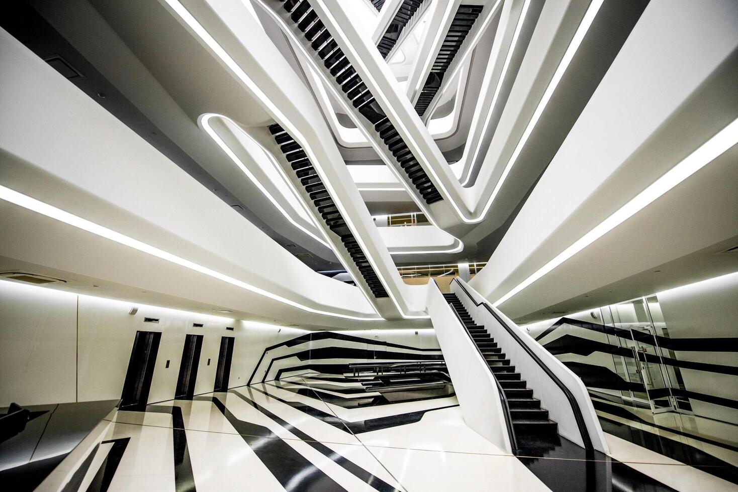 Moscow, Russia, Jule 2017, handsome interior Dominion Tower Center architect Zaha Hadid photo