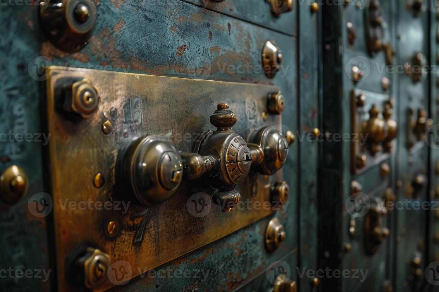 Old safe deposit boxes showing security and wealth photo
