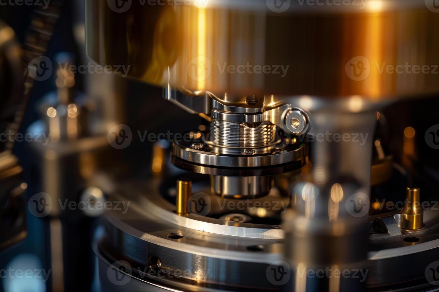 Industrial machine part rotating under pressure in a factory photo