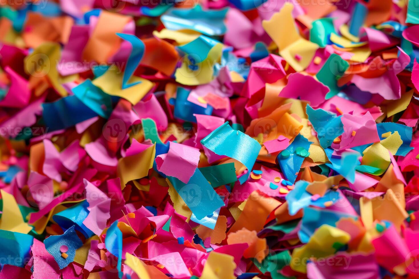 Colorful confetti creating festive party background photo