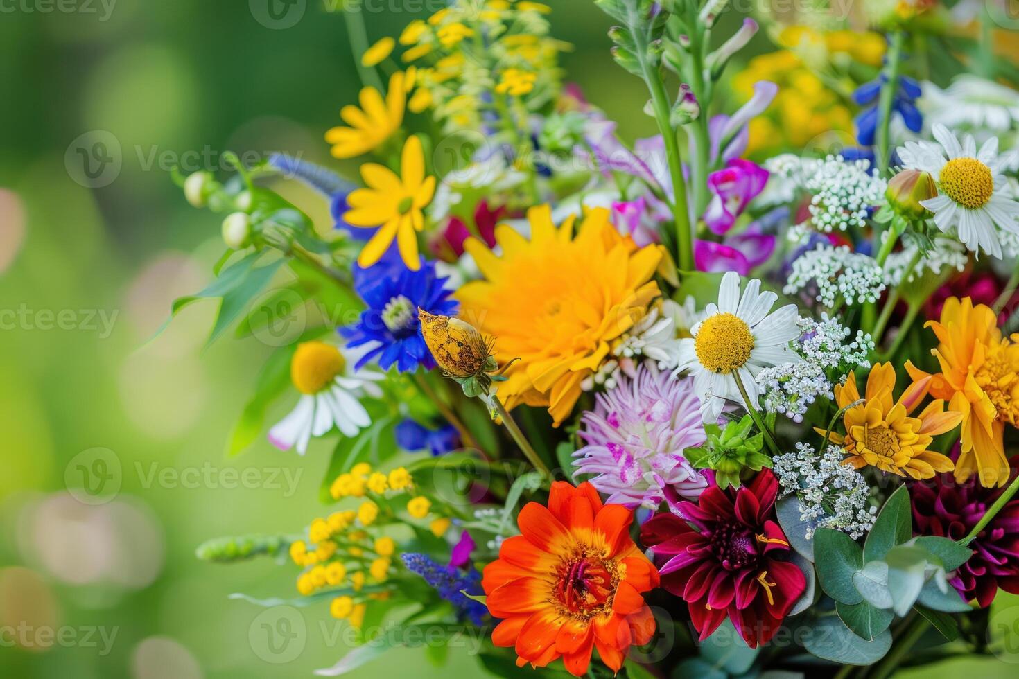 Colorful bouquet of wildflowers blooming in summer photo