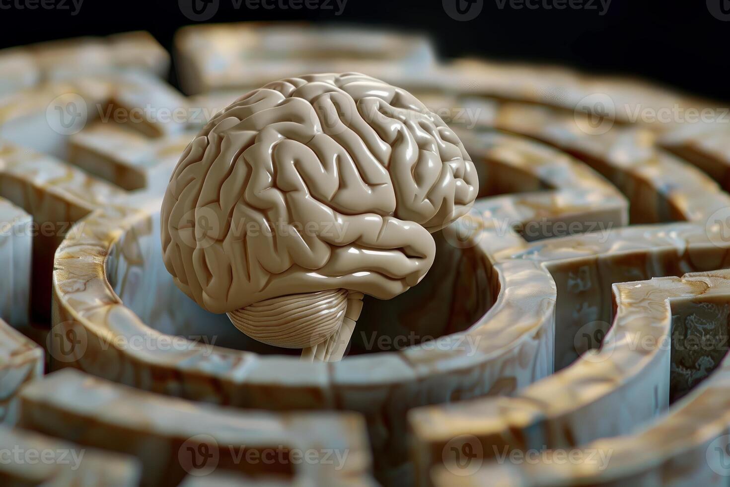 Human brain solving complex maze puzzle, finding solutions and navigating challenges photo