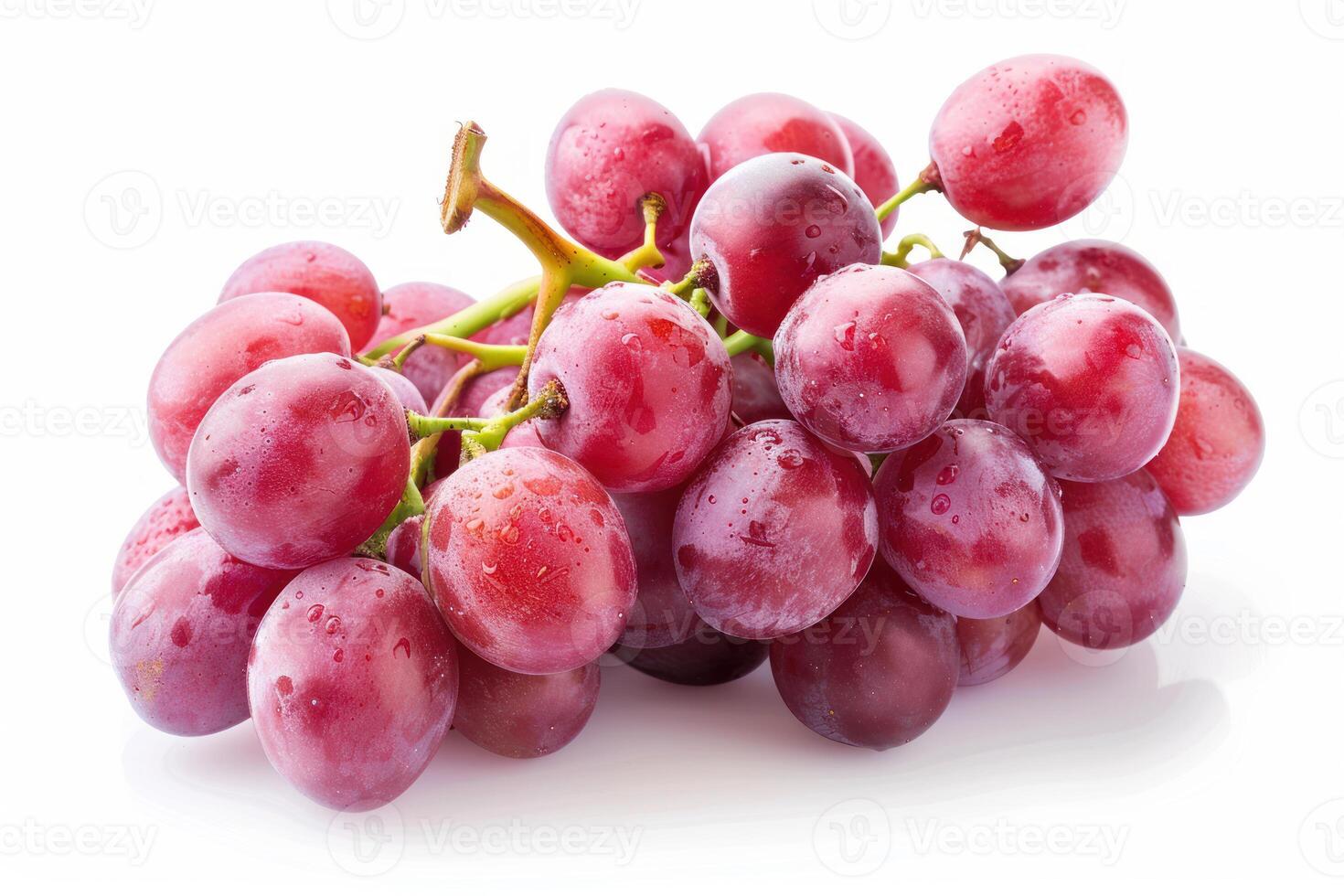 Fresh red grapes with water drops isolated on white background photo