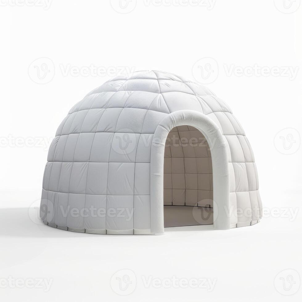 White igloo standing on white background representing winter shelter photo