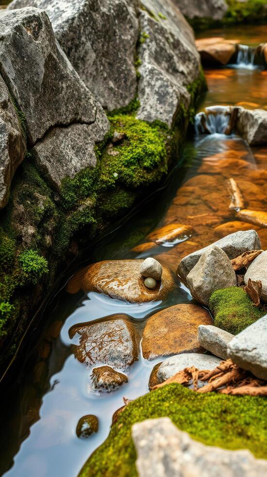 A stream of water running through a rocky area photo