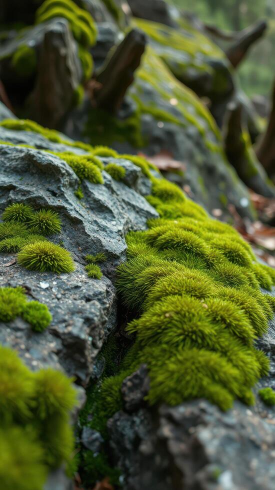A close up of moss growing on rocks photo