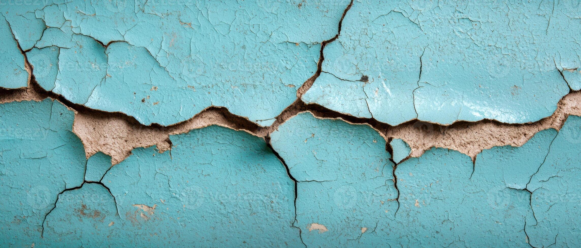 Cracked and peeling paint on a wall. photo