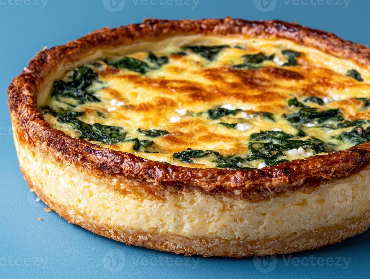 Delicious spinach and cheese quiche with a flaky crust photo