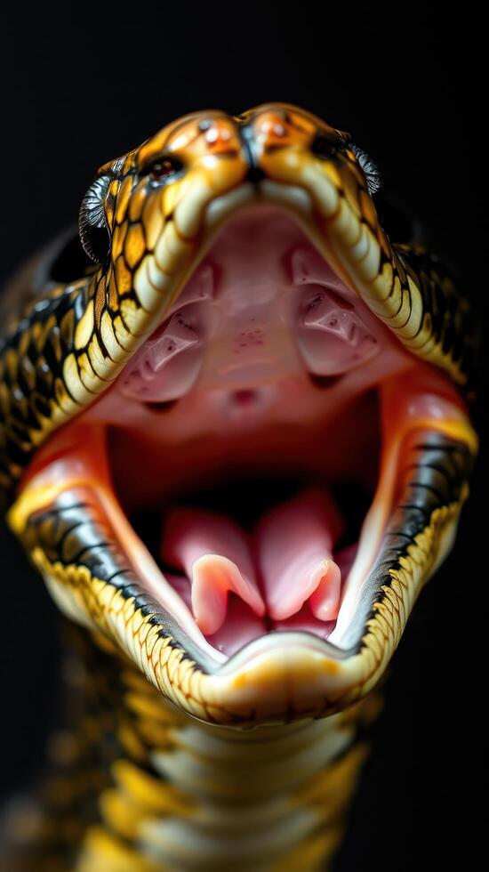 A snake with its mouth open and its teeth showing photo