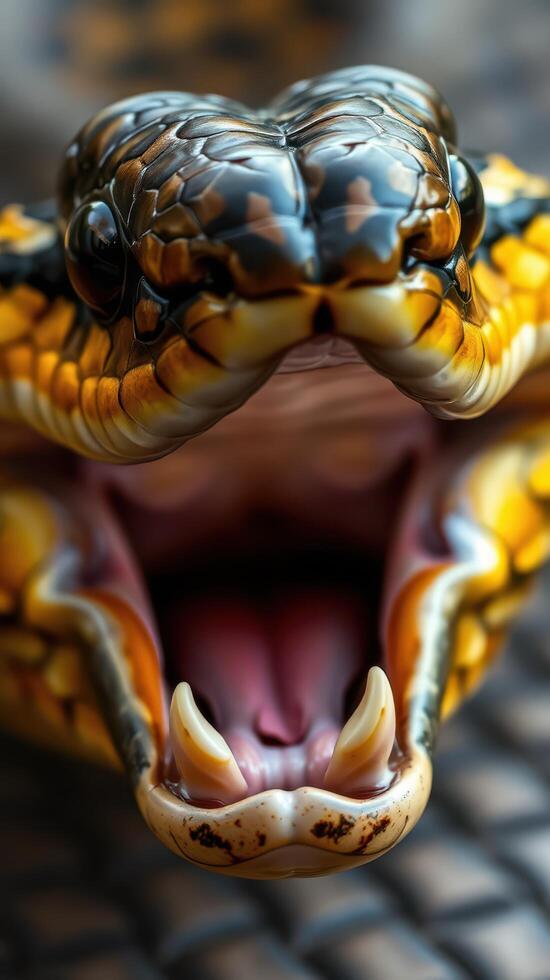 A snake with its mouth open and its teeth showing photo