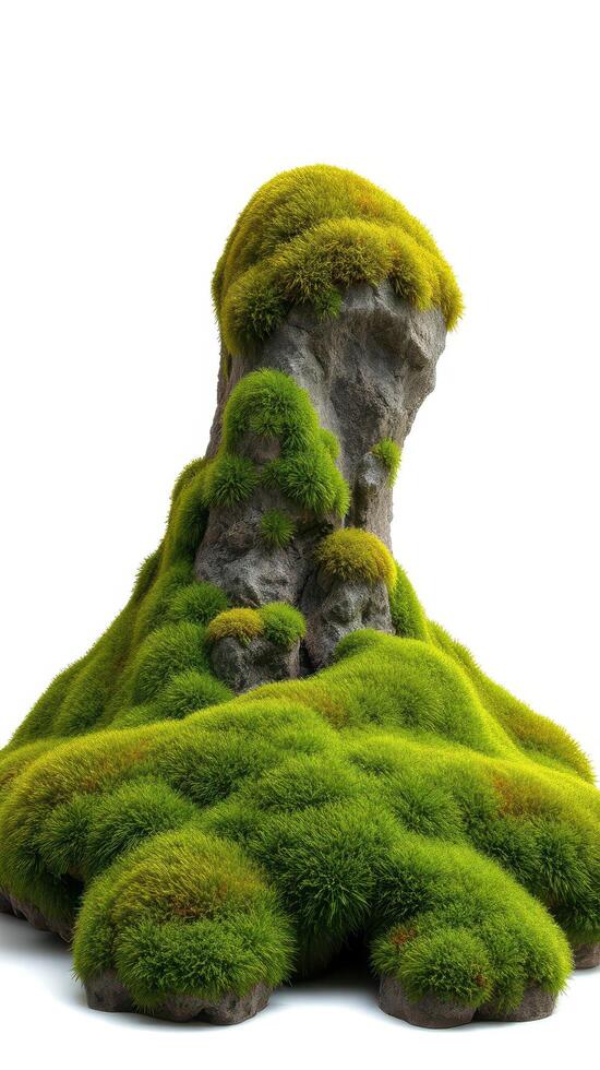 A rock with moss on it sitting on top of a hill photo