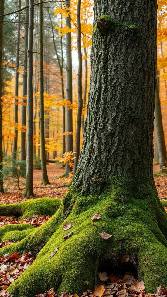 A tree with moss growing on it photo